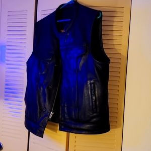 Leather biker vest